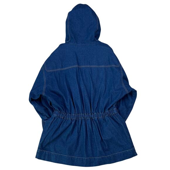 Vintage 80's Retro Leslie Fay Toggle Denim Hooded Chore Coat Barn Jacket (Sz M) - Picture 5 of 16